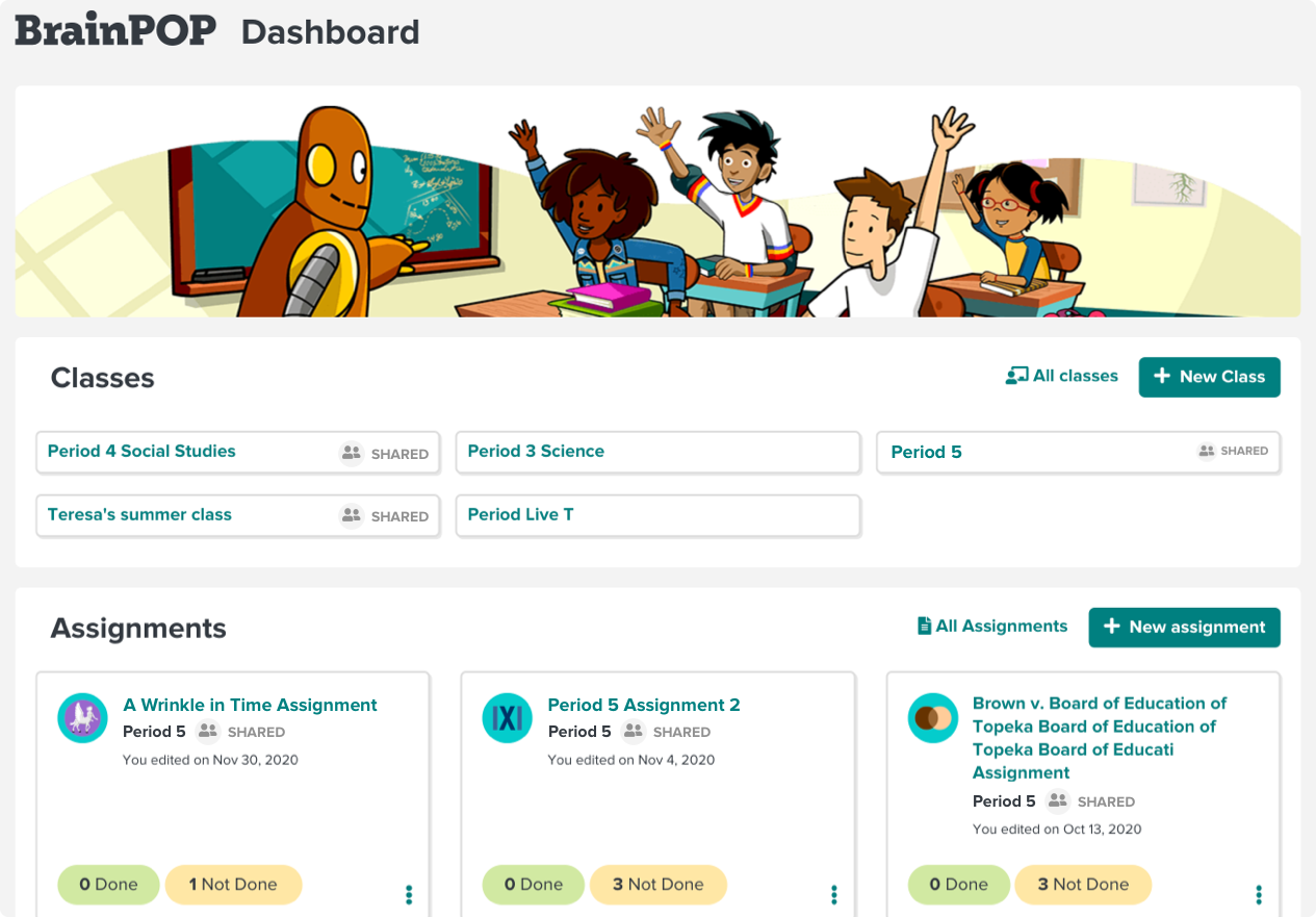 Inside BrainPOP's New Co-Teacher Feature: Collaboration, Flexibility ...